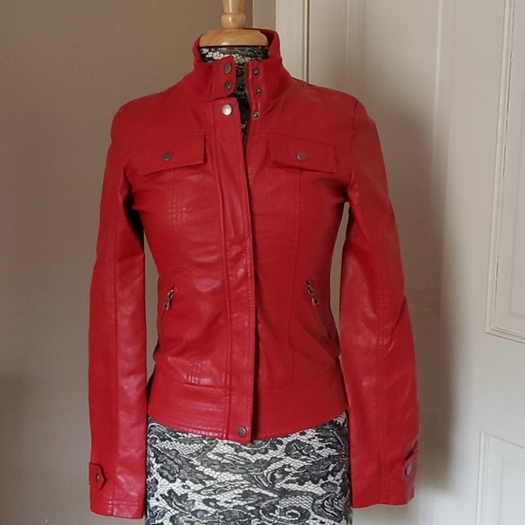 Neu Look Jackets & Blazers - Neu Look red vegan leather jacket, size S